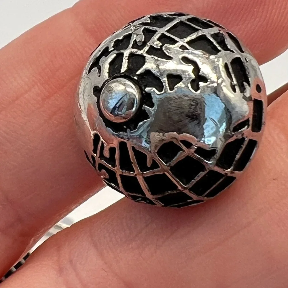 Hickok Black Silver Tone Globe Cuff Links Vintage World‎ Travel Formal